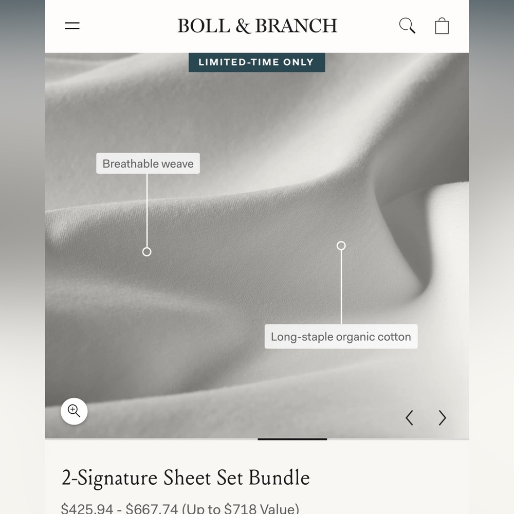 Boll & Branch Organic Long Staple Cotton Signature Hem 2 Pillowcases King cream - Picture 16 of 16